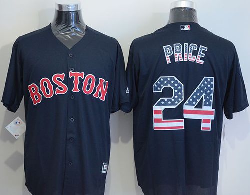 Red Sox #24 David Price Navy Blue USA Flag Fashion Stitched MLB Jersey - Click Image to Close